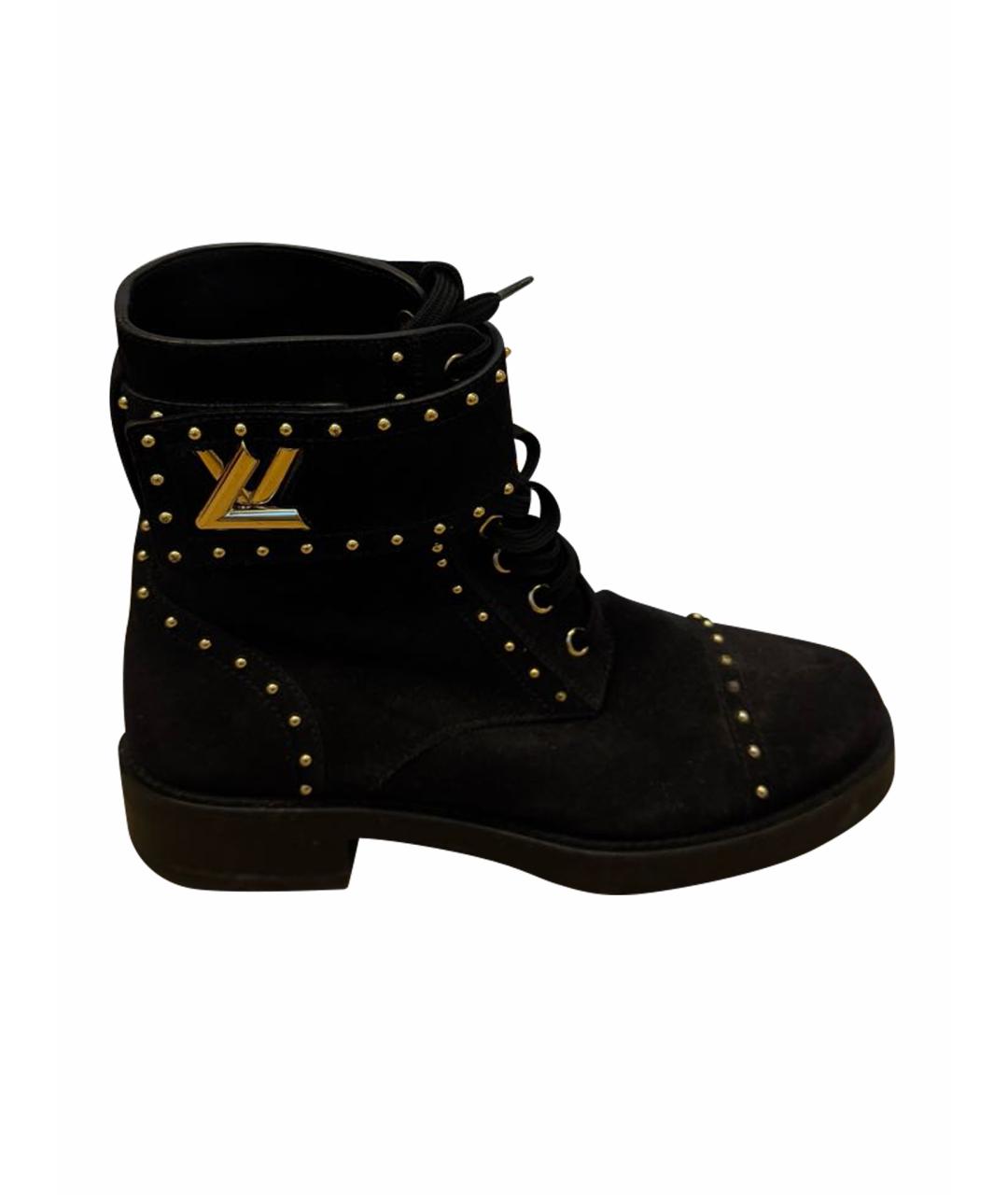 LOUIS VUITTON Черные замшевые ботинки, фото 1