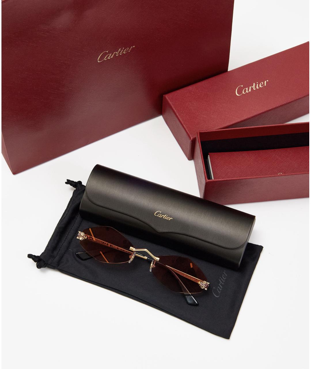 CARTIER Золотые металлические солнцезащитные очки, фото 4