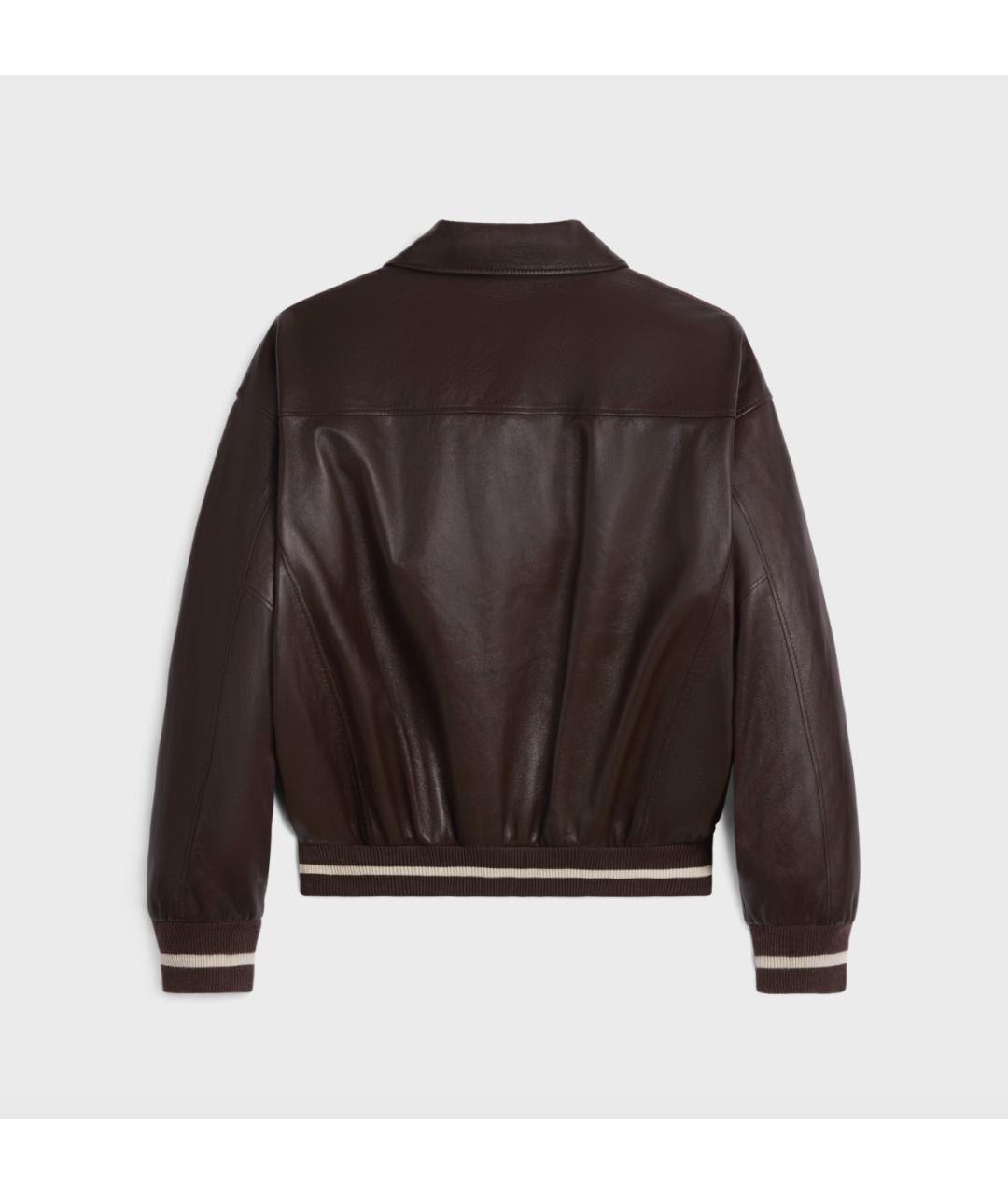 CELINE Коричневая кожаная куртка, фото 2