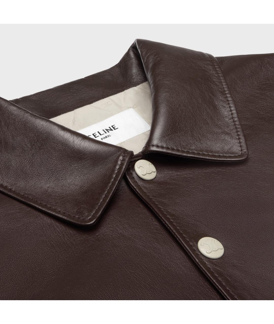 CELINE Коричневая кожаная куртка, фото 3