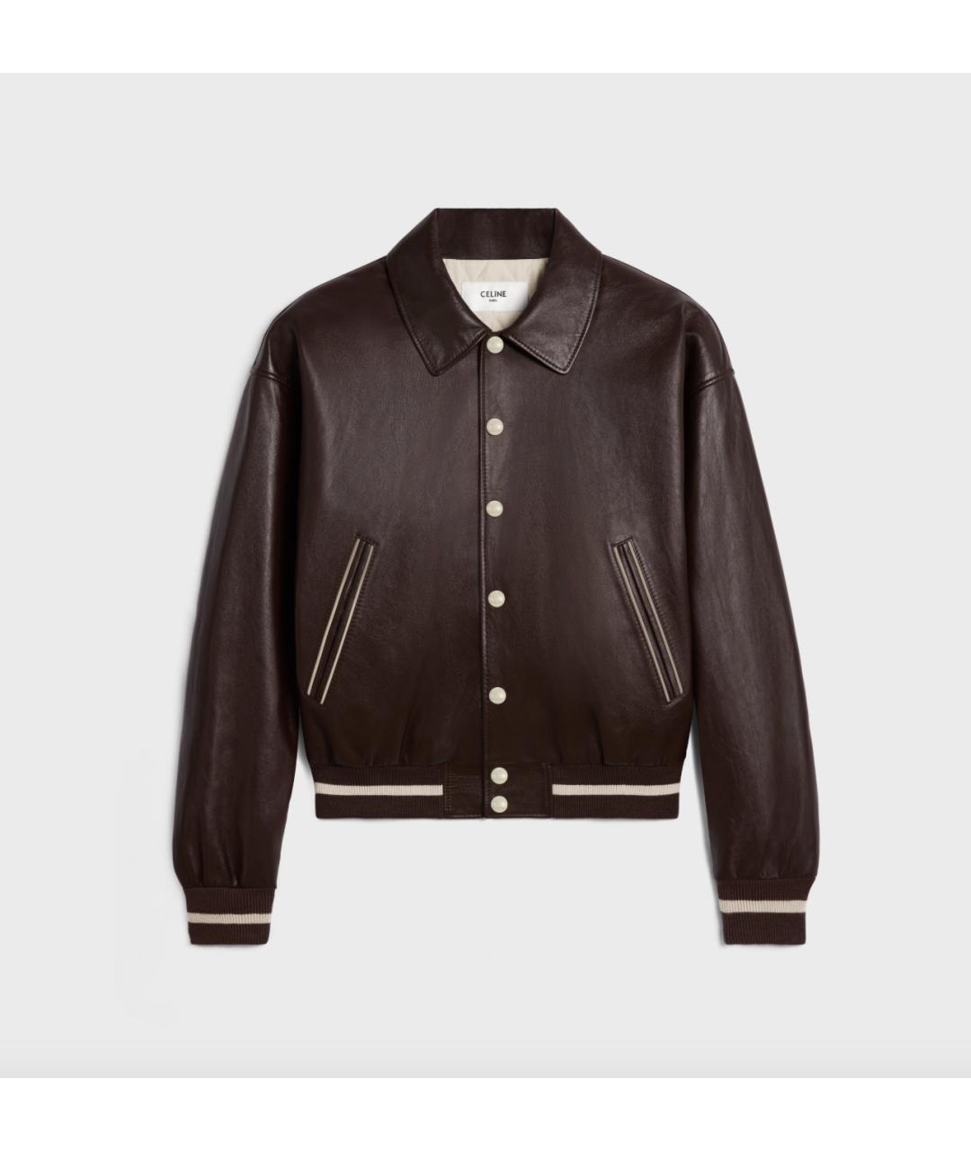 CELINE Коричневая кожаная куртка, фото 4