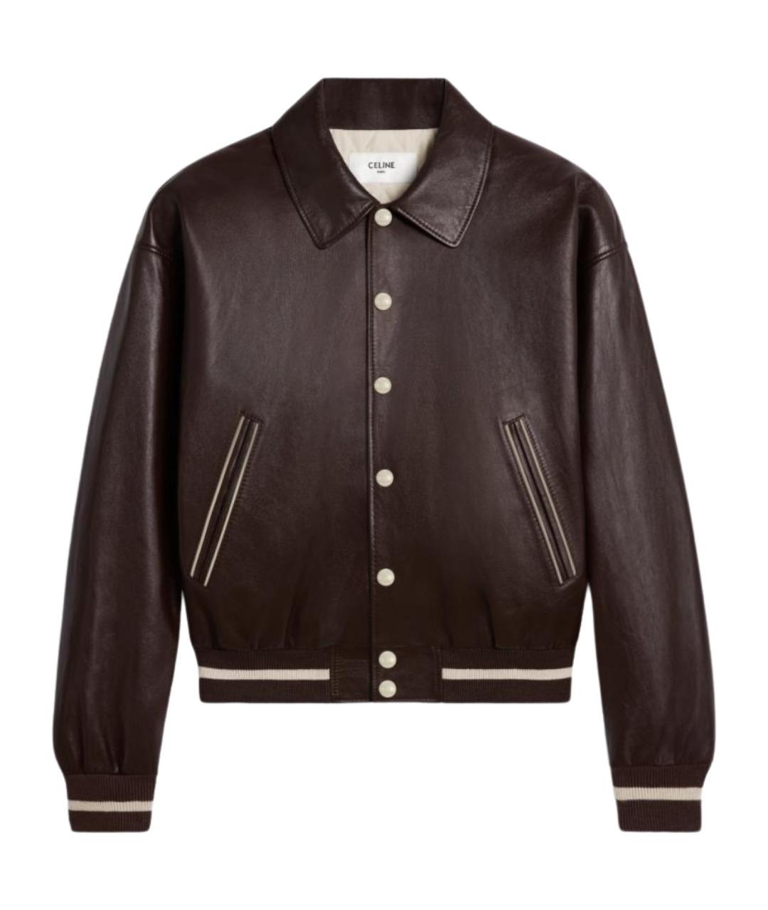 CELINE Коричневая кожаная куртка, фото 1