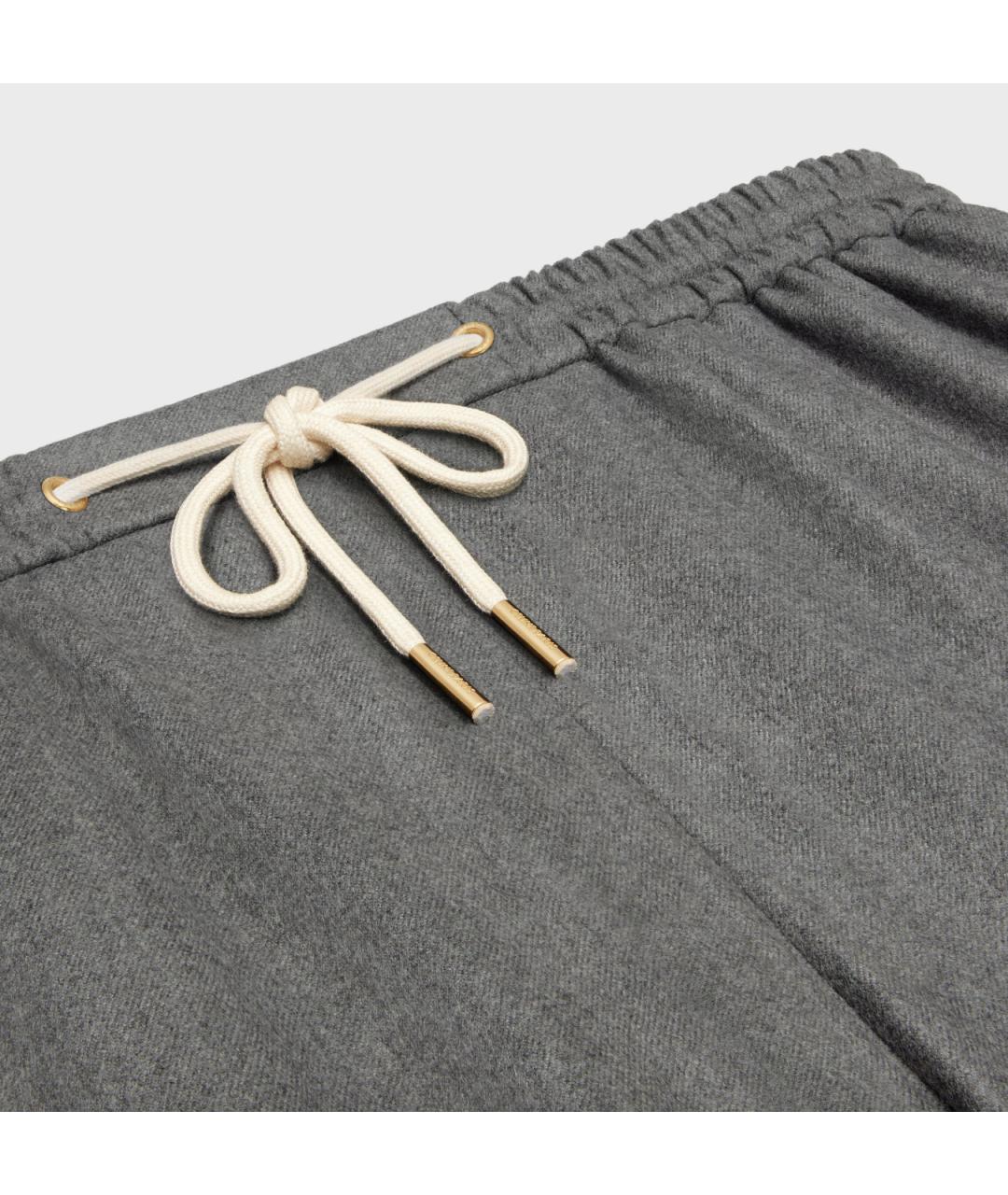 CELINE Серые кашемировые прямые брюки, фото 3