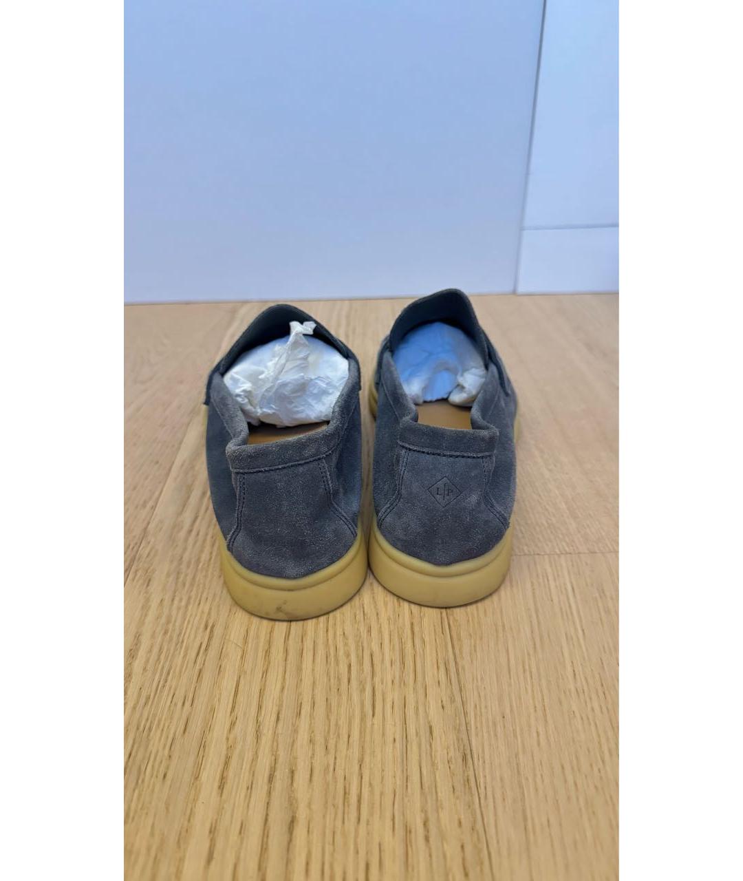 LORO PIANA Голубые замшевые лоферы, фото 4