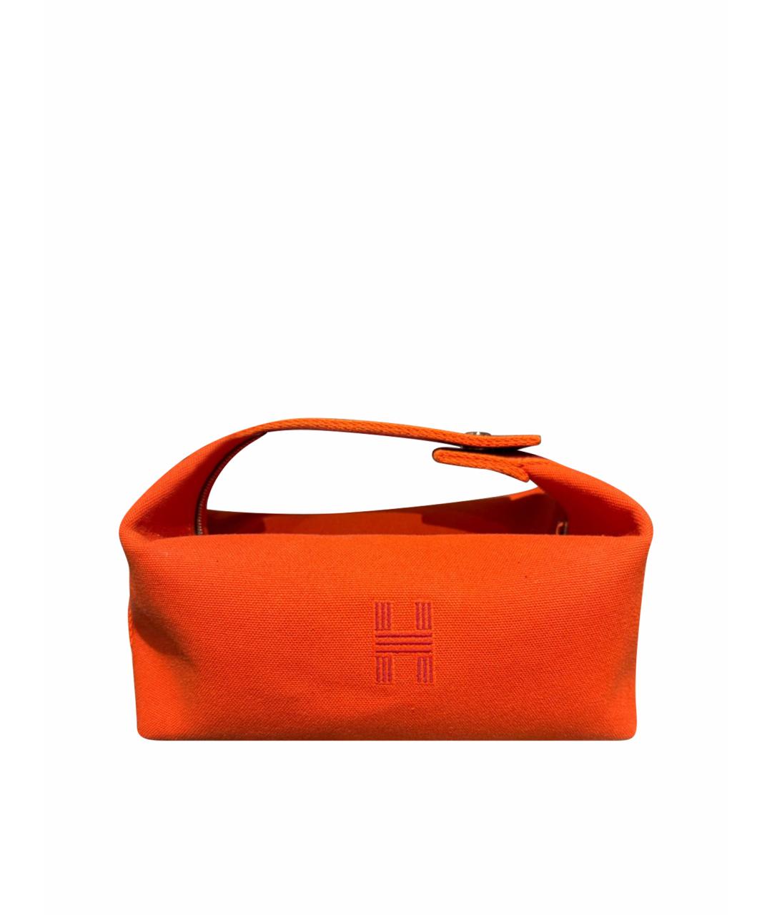 HERMES Оранжевая хлопковая косметичка, фото 1