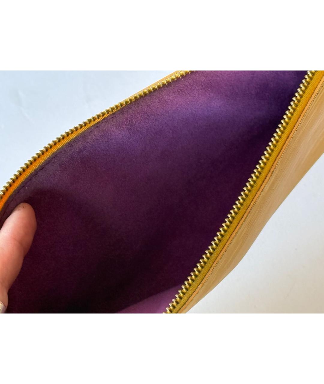 LOUIS VUITTON Желтая кожаная сумка с короткими ручками, фото 7