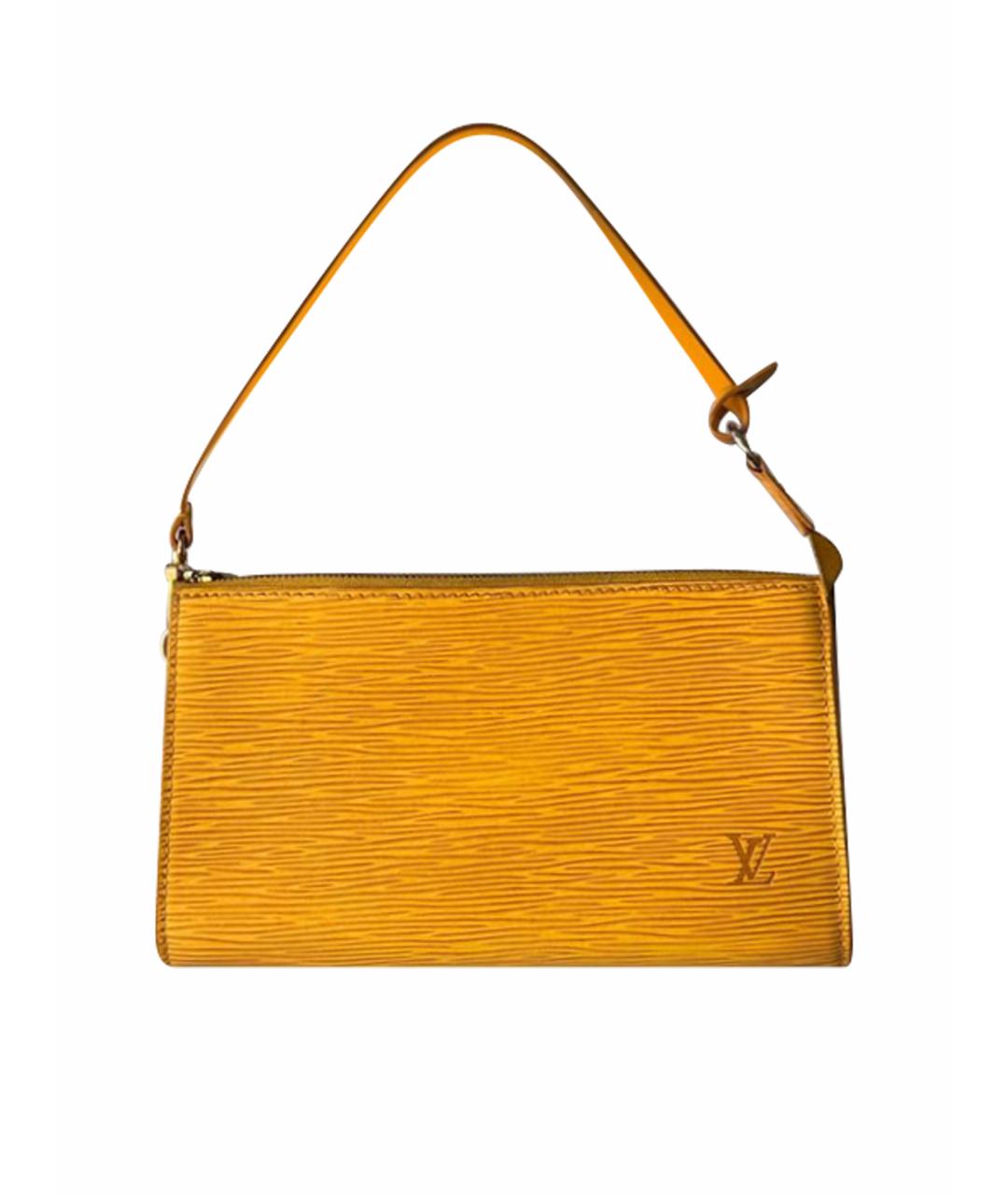 LOUIS VUITTON Желтая кожаная сумка с короткими ручками, фото 1