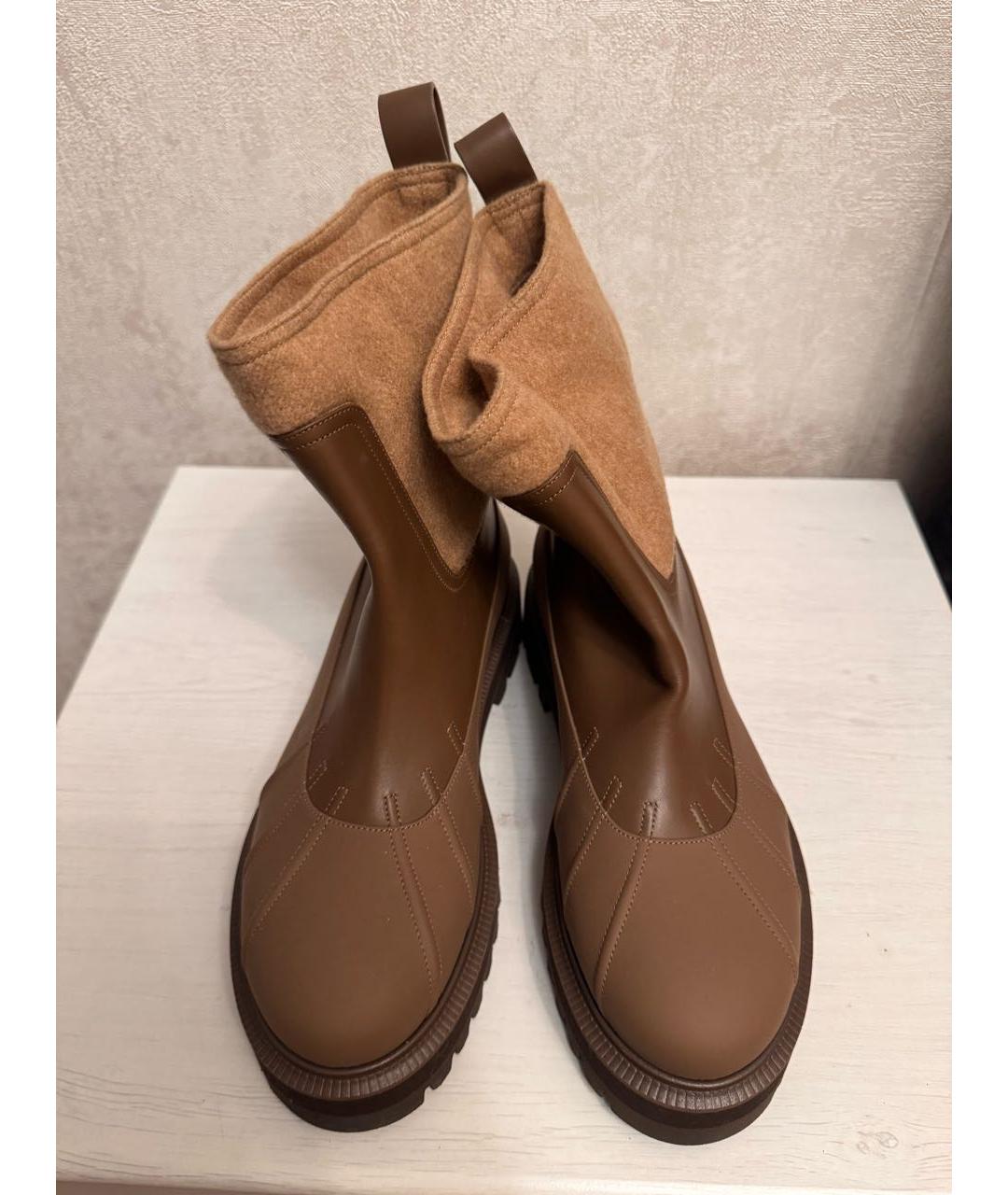 LORO PIANA Коричневые кожаные ботинки, фото 2