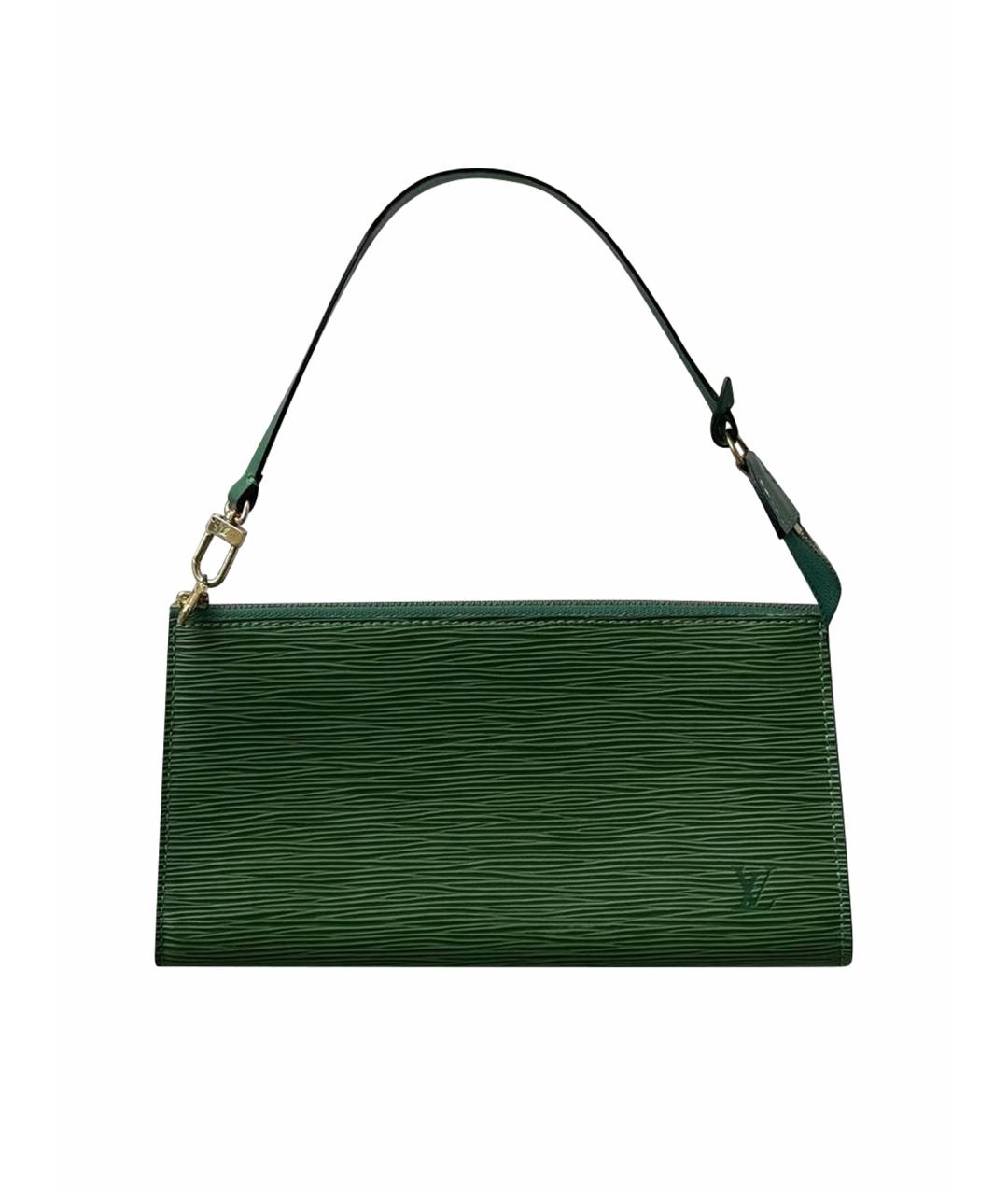 LOUIS VUITTON Зеленая кожаная сумка с короткими ручками, фото 1