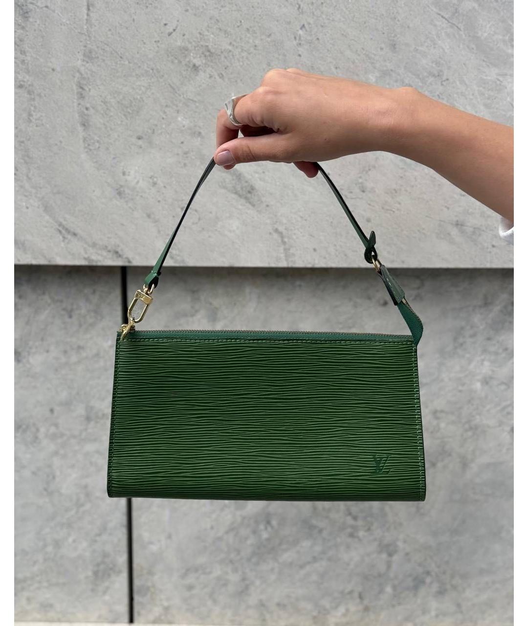 LOUIS VUITTON Зеленая кожаная сумка с короткими ручками, фото 8