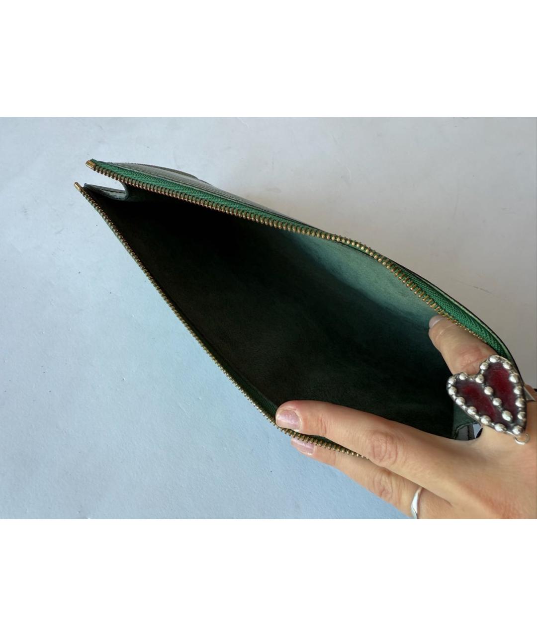 LOUIS VUITTON Зеленая кожаная сумка с короткими ручками, фото 7