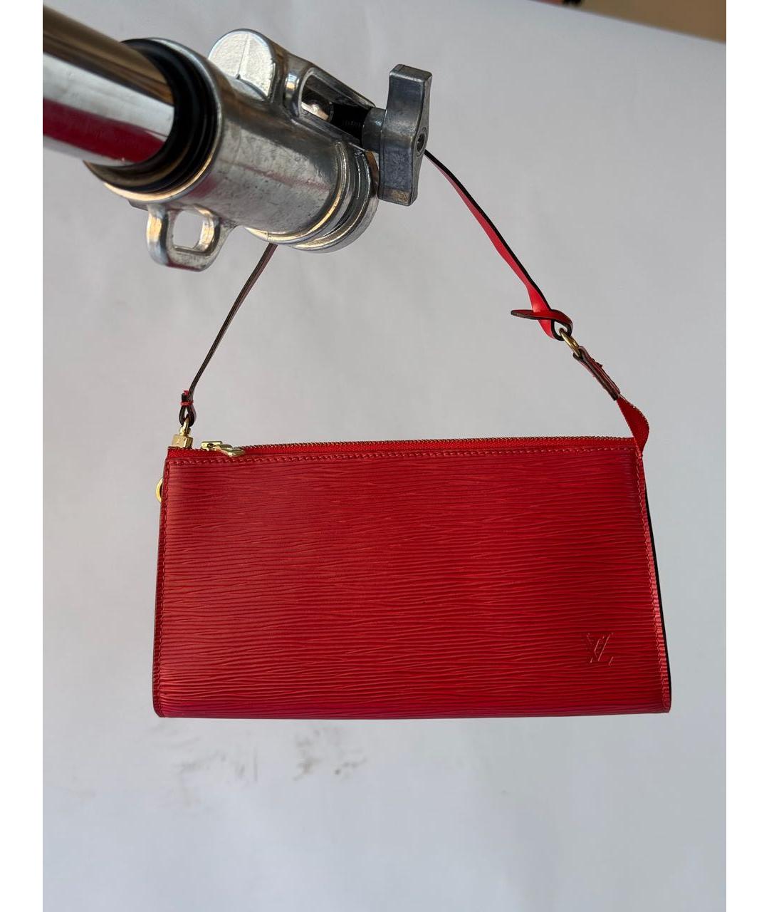 LOUIS VUITTON Красная кожаная сумка с короткими ручками, фото 8