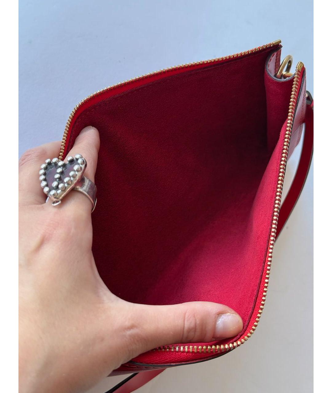 LOUIS VUITTON Красная кожаная сумка с короткими ручками, фото 5