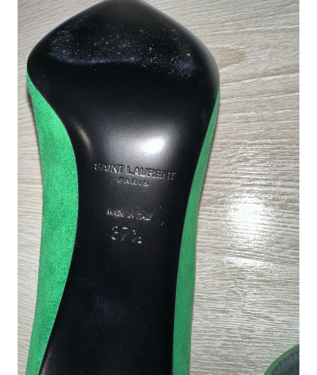 SAINT LAURENT Зеленые замшевые туфли, фото 5