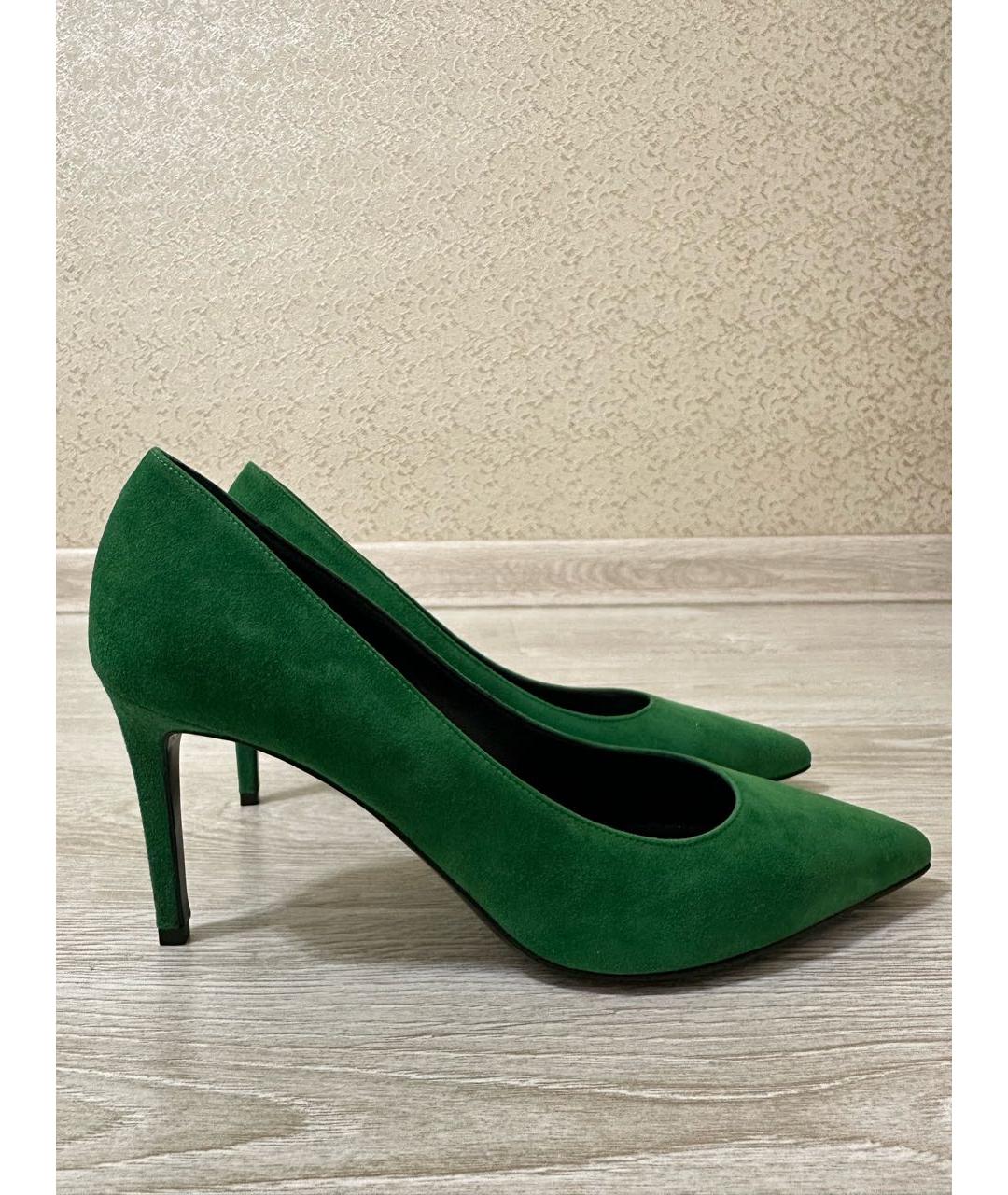 SAINT LAURENT Зеленые замшевые туфли, фото 8