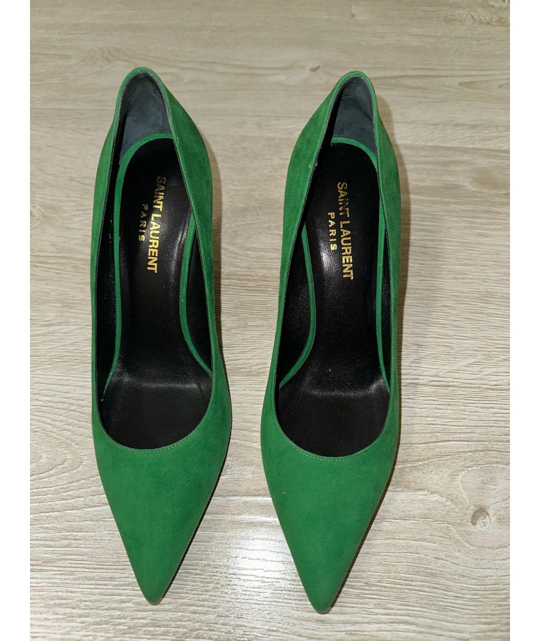 SAINT LAURENT Зеленые замшевые туфли, фото 2