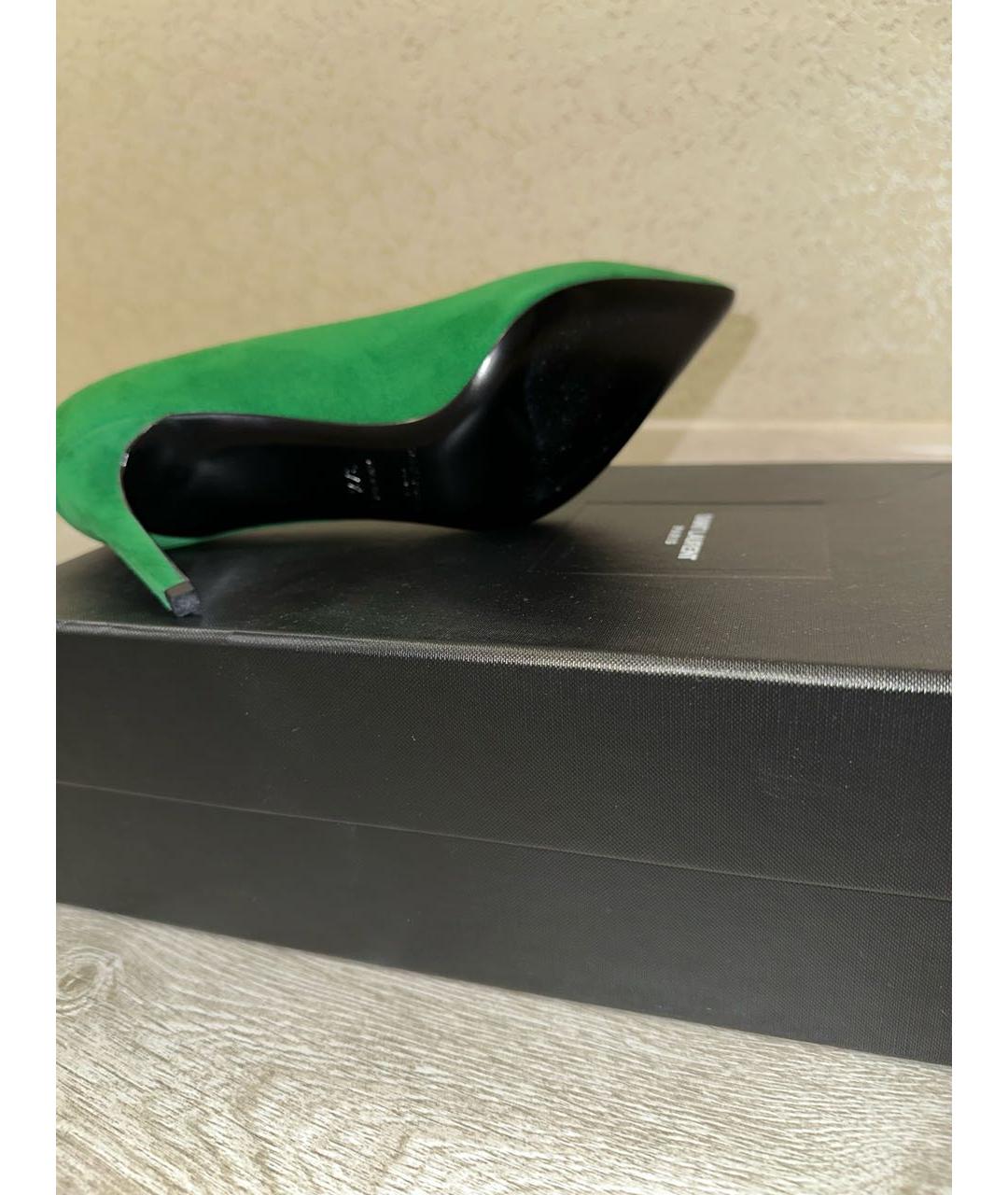 SAINT LAURENT Зеленые замшевые туфли, фото 7