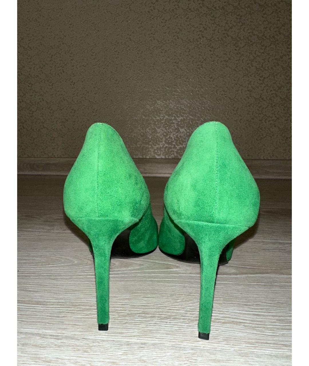 SAINT LAURENT Зеленые замшевые туфли, фото 4
