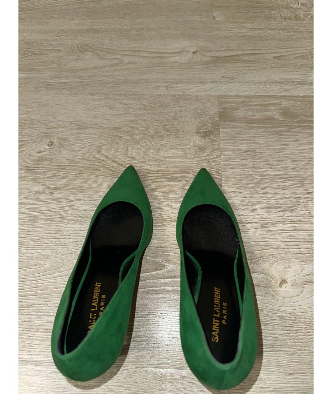 SAINT LAURENT Зеленые замшевые туфли, фото 3