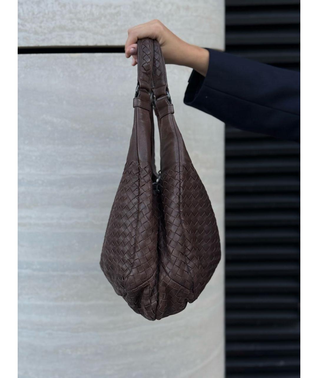 BOTTEGA VENETA Коричневая кожаная сумка через плечо, фото 2