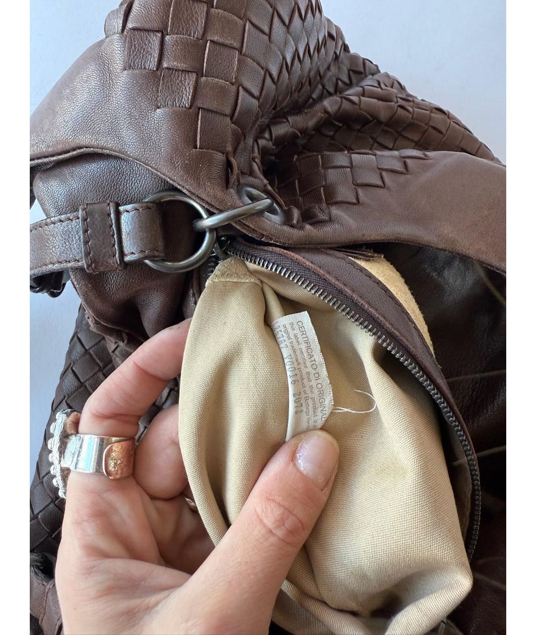 BOTTEGA VENETA Коричневая кожаная сумка через плечо, фото 5
