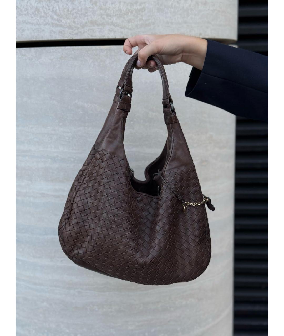 BOTTEGA VENETA Коричневая кожаная сумка через плечо, фото 8