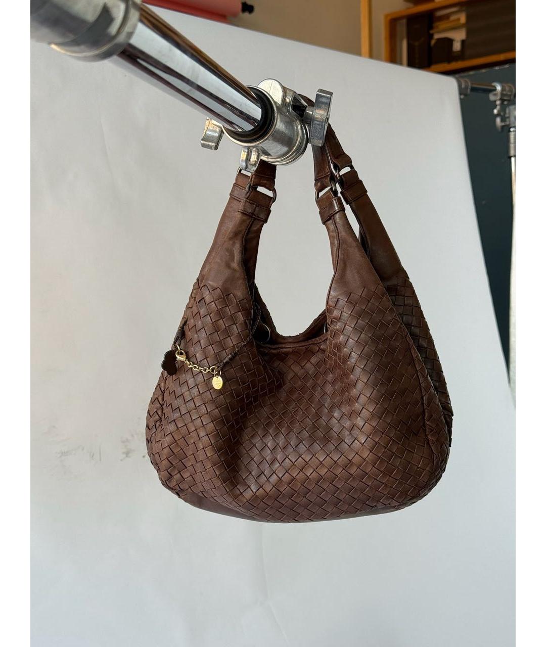 BOTTEGA VENETA Коричневая кожаная сумка через плечо, фото 6