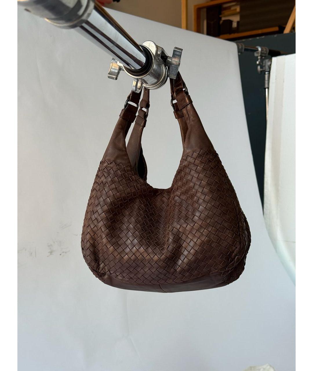 BOTTEGA VENETA Коричневая кожаная сумка через плечо, фото 7