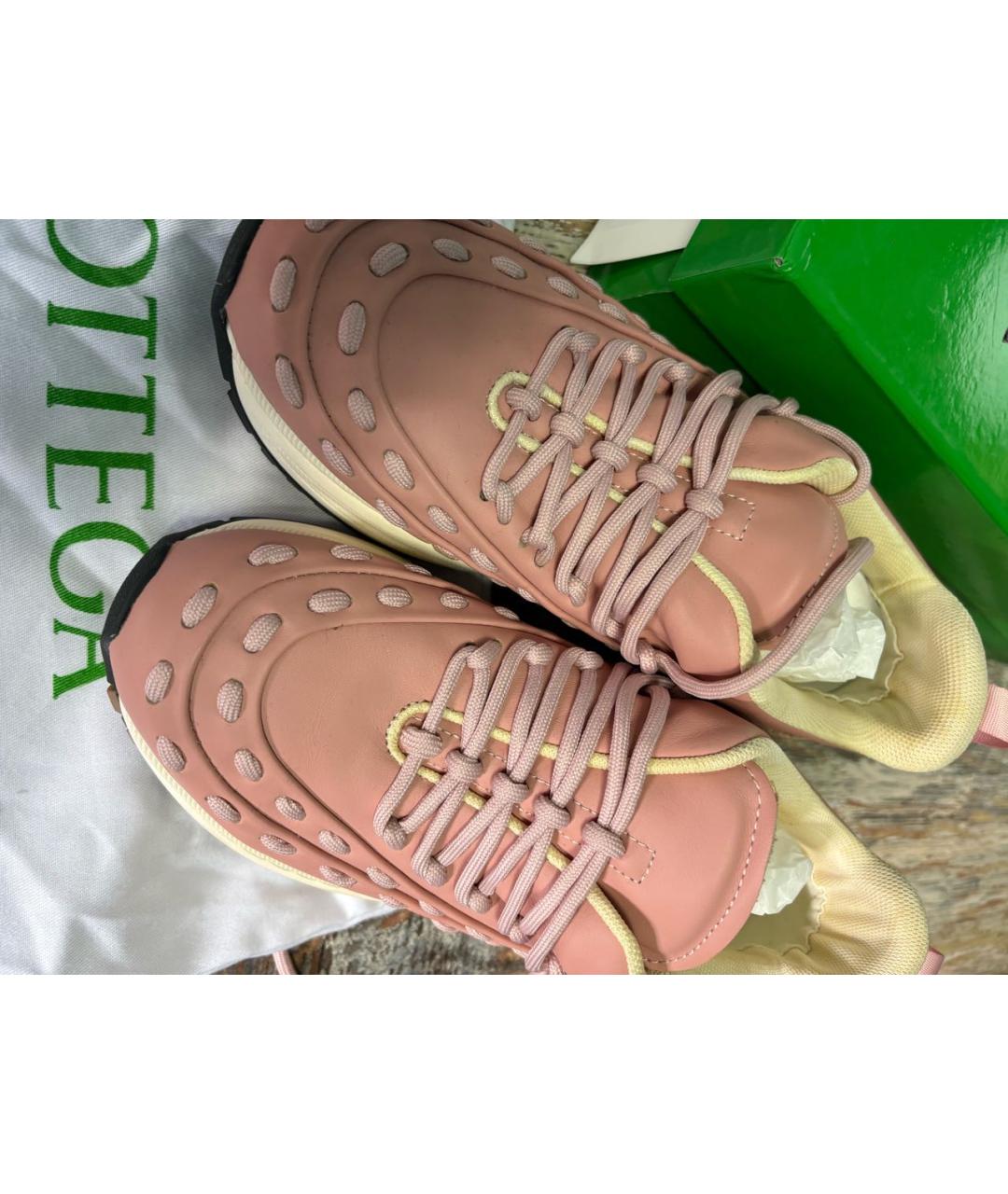 BOTTEGA VENETA Розовые кожаные кроссовки, фото 7