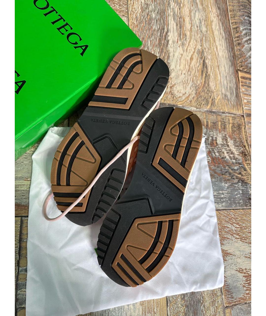 BOTTEGA VENETA Розовые кожаные кроссовки, фото 5