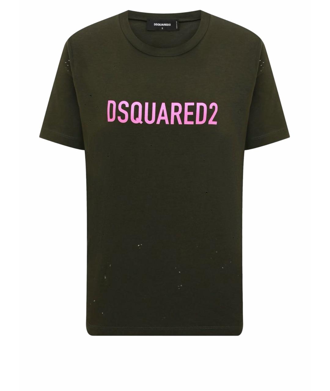 DSQUARED2 Хаки хлопковая футболка, фото 1