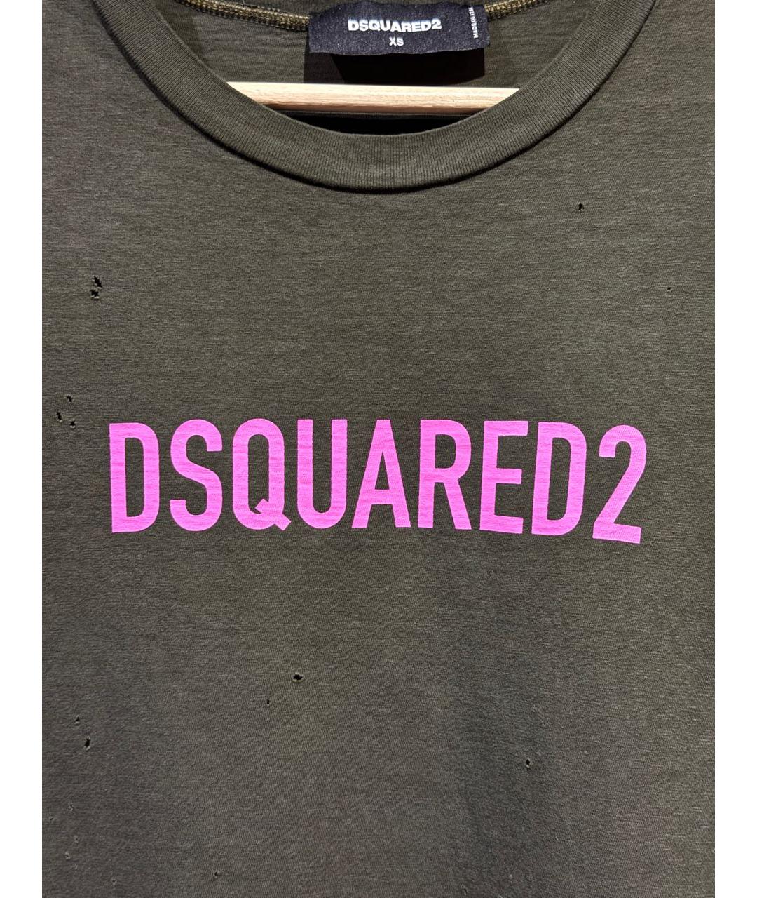 DSQUARED2 Хаки хлопковая футболка, фото 4