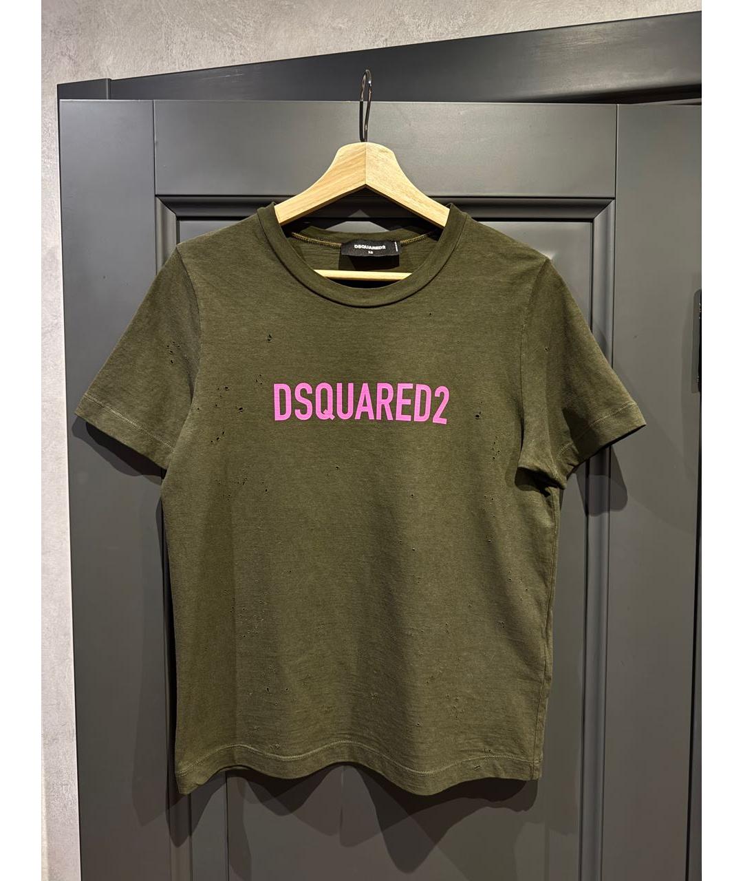 DSQUARED2 Хаки хлопковая футболка, фото 5