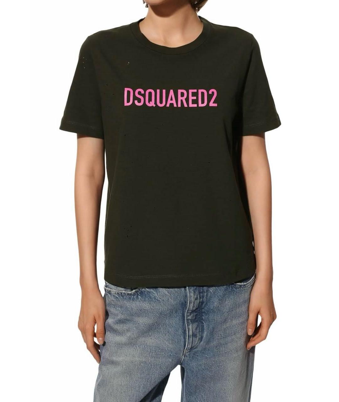 DSQUARED2 Хаки хлопковая футболка, фото 8