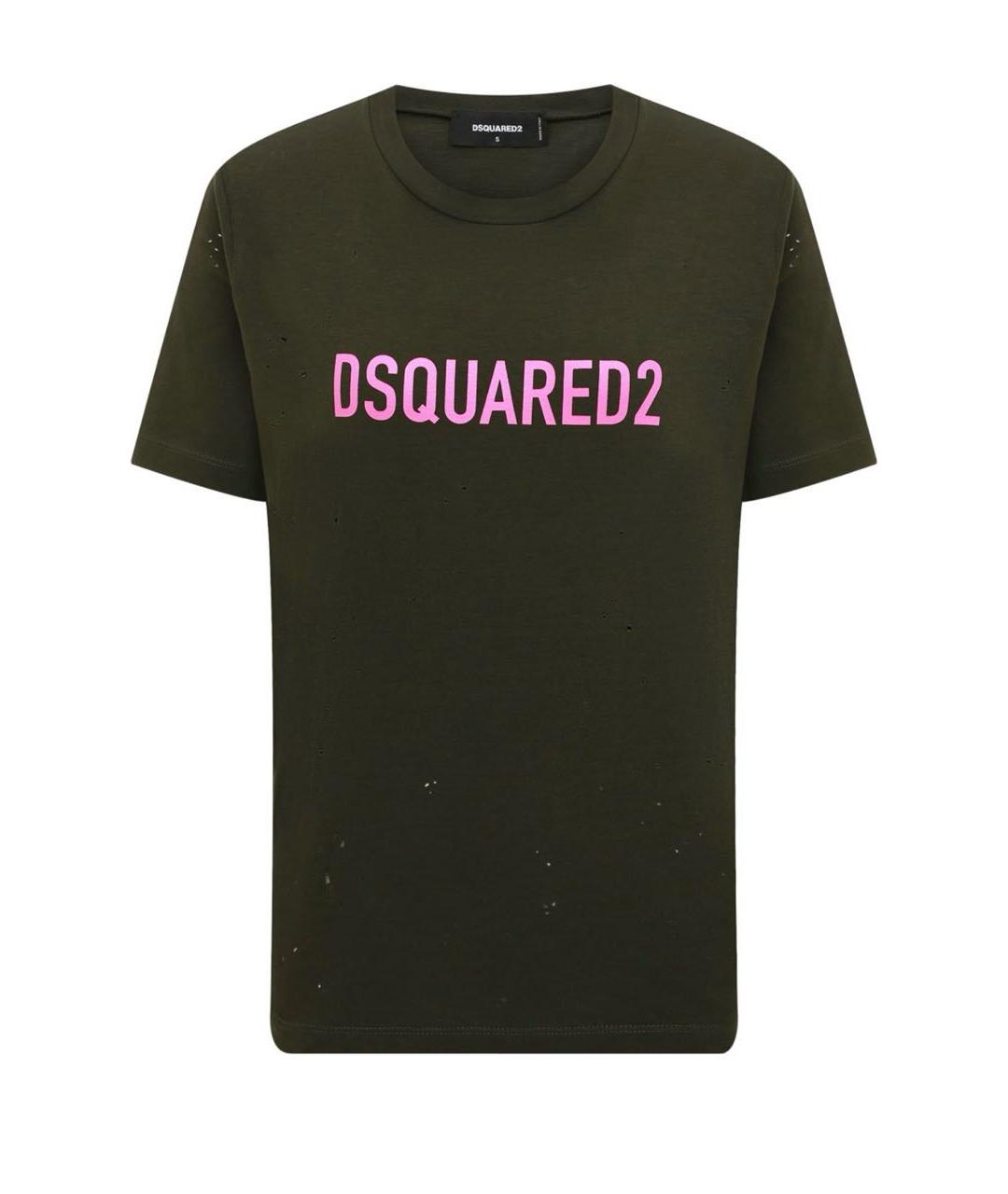 DSQUARED2 Хаки хлопковая футболка, фото 9