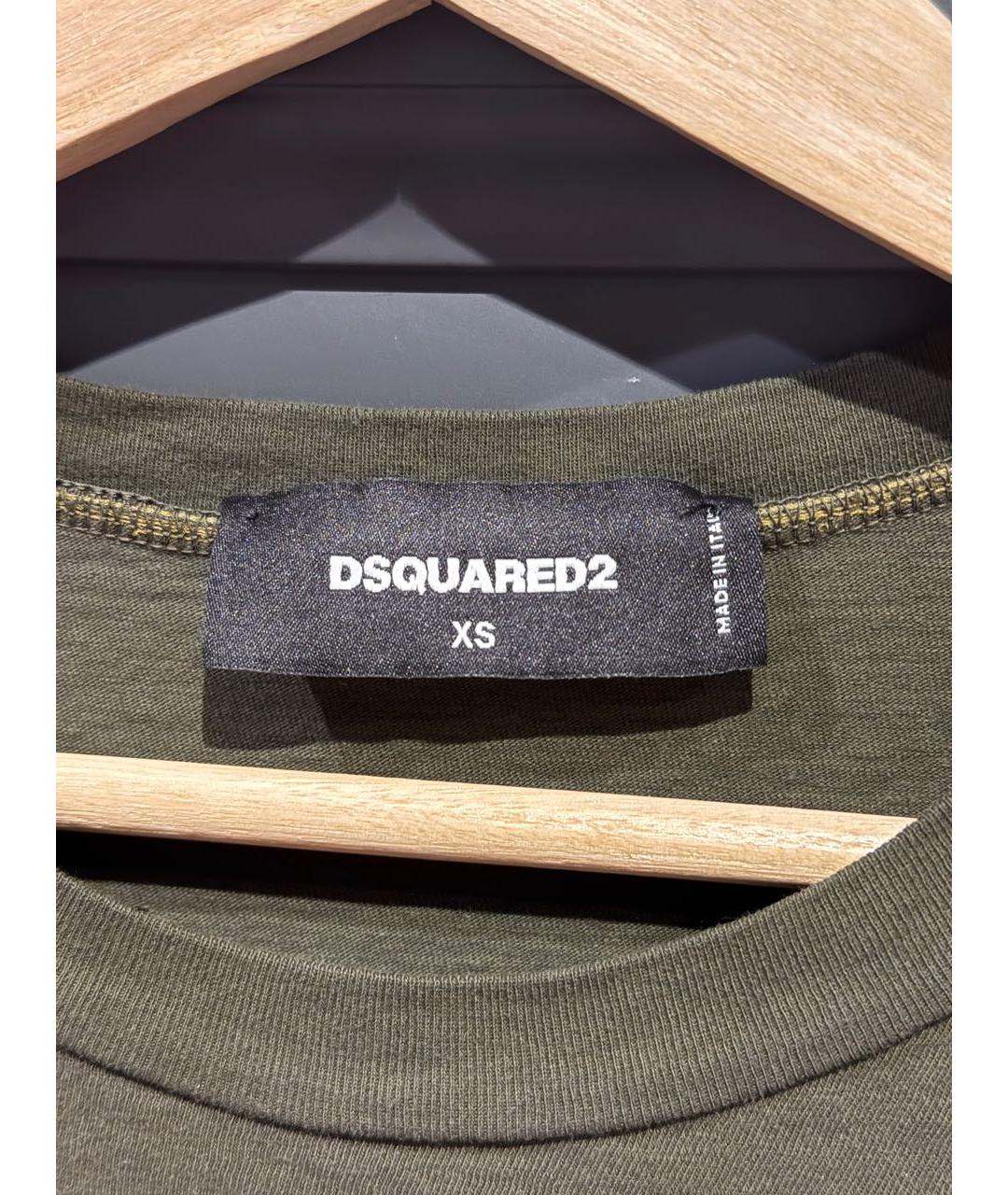 DSQUARED2 Хаки хлопковая футболка, фото 3