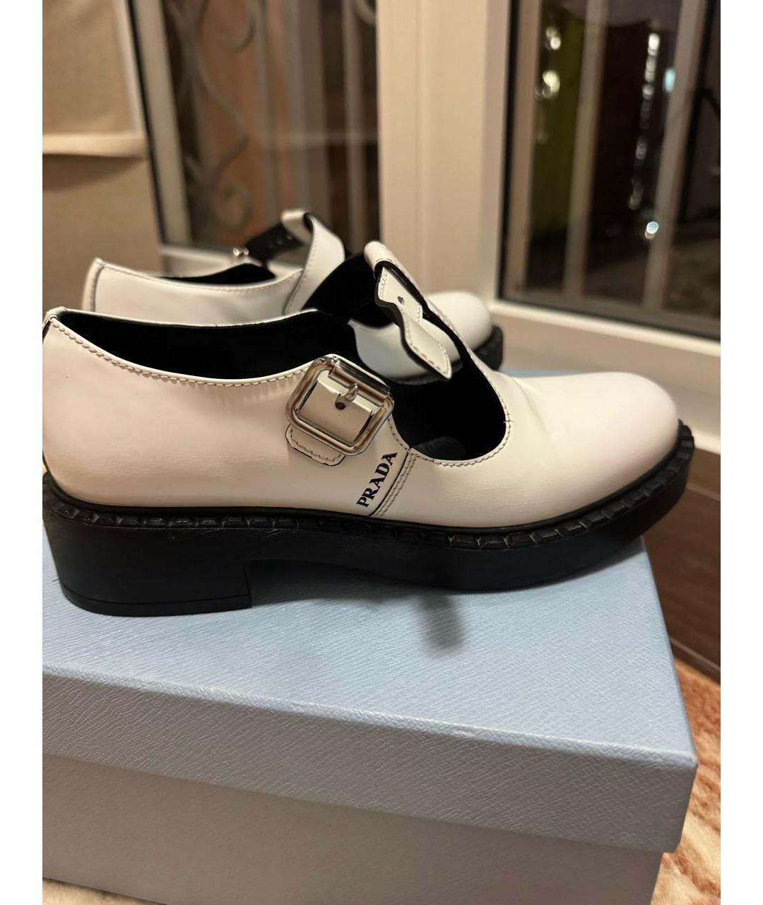 PRADA Белые кожаные лоферы, фото 8