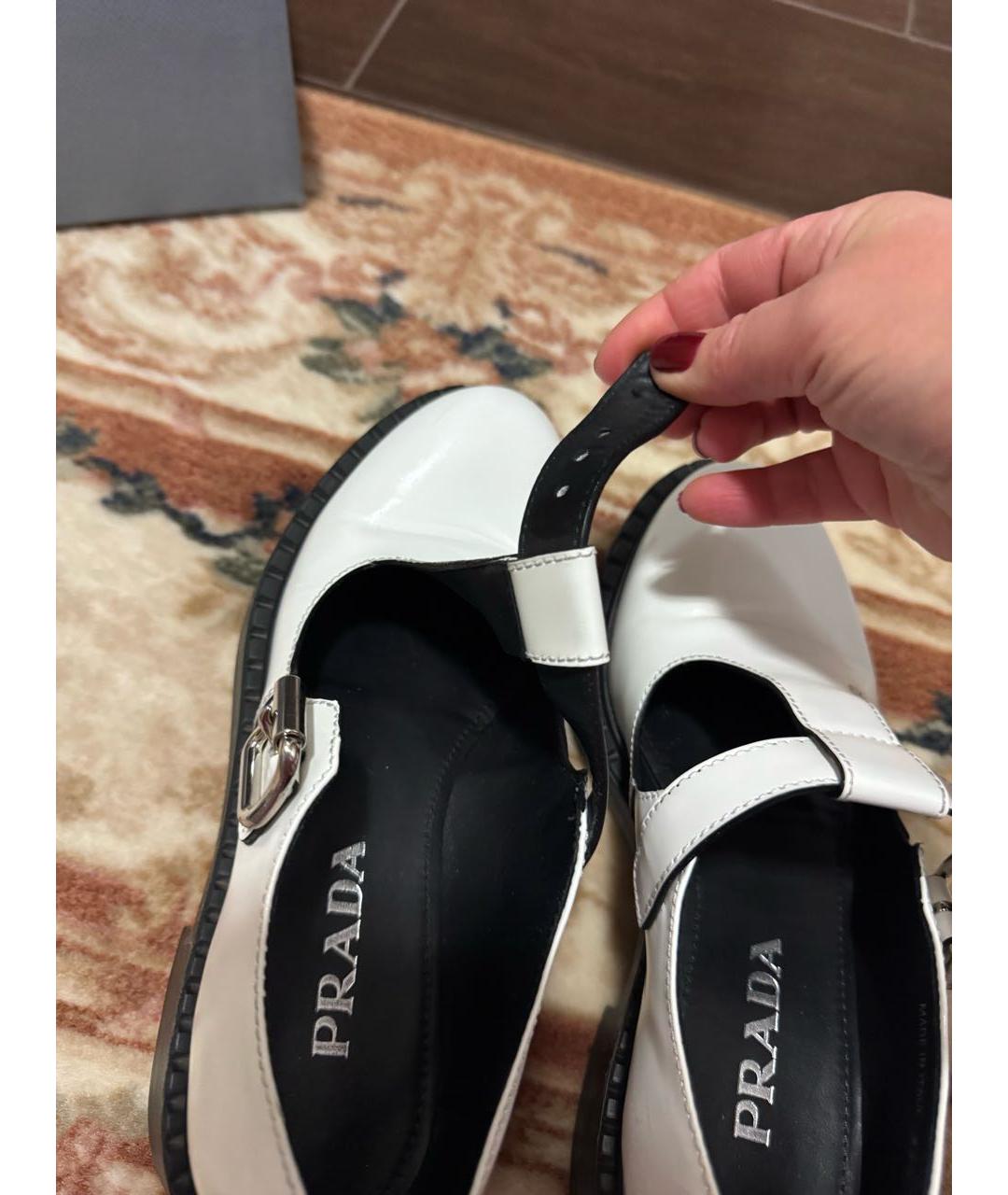 PRADA Белые кожаные лоферы, фото 6