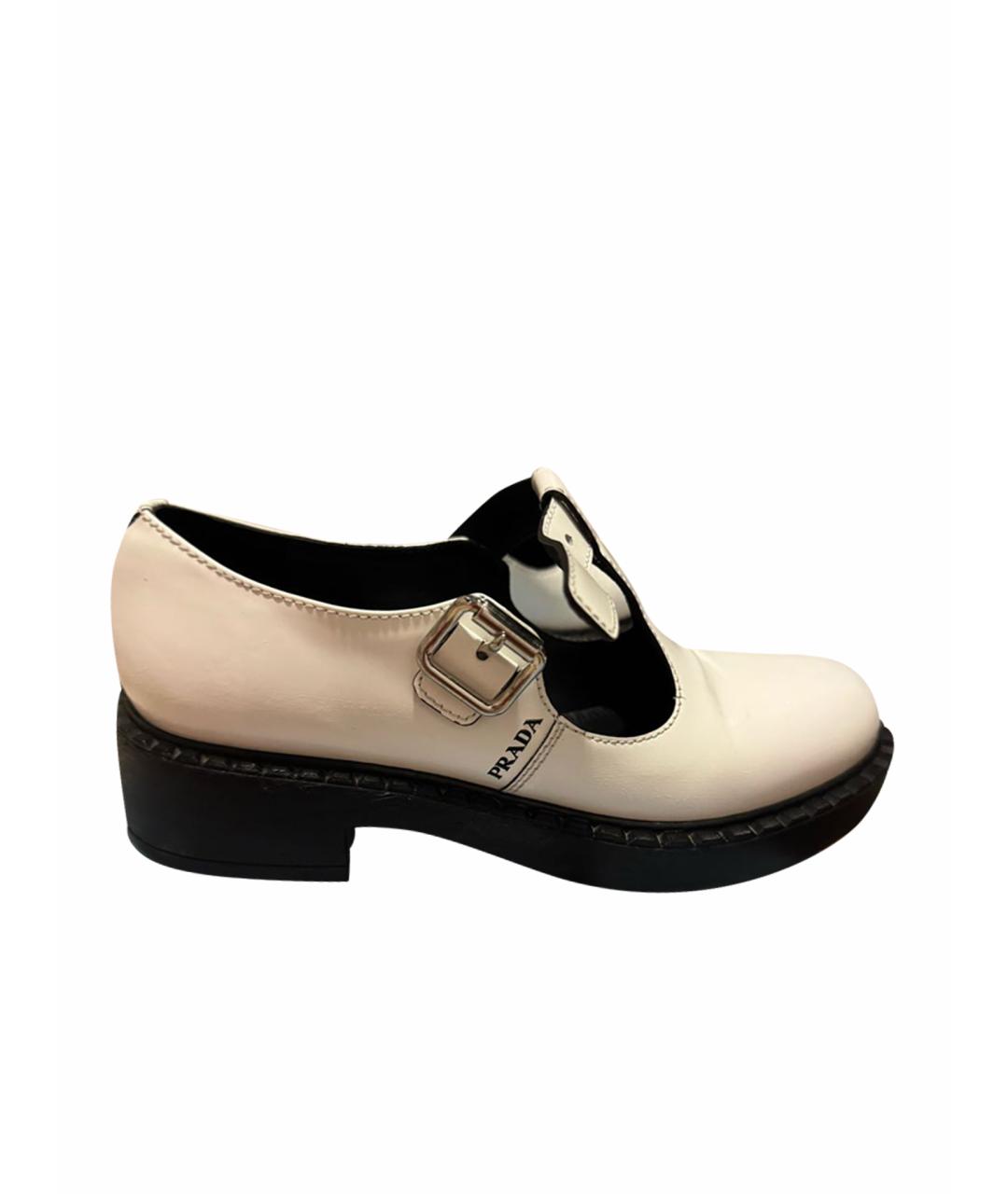 PRADA Белые кожаные лоферы, фото 1