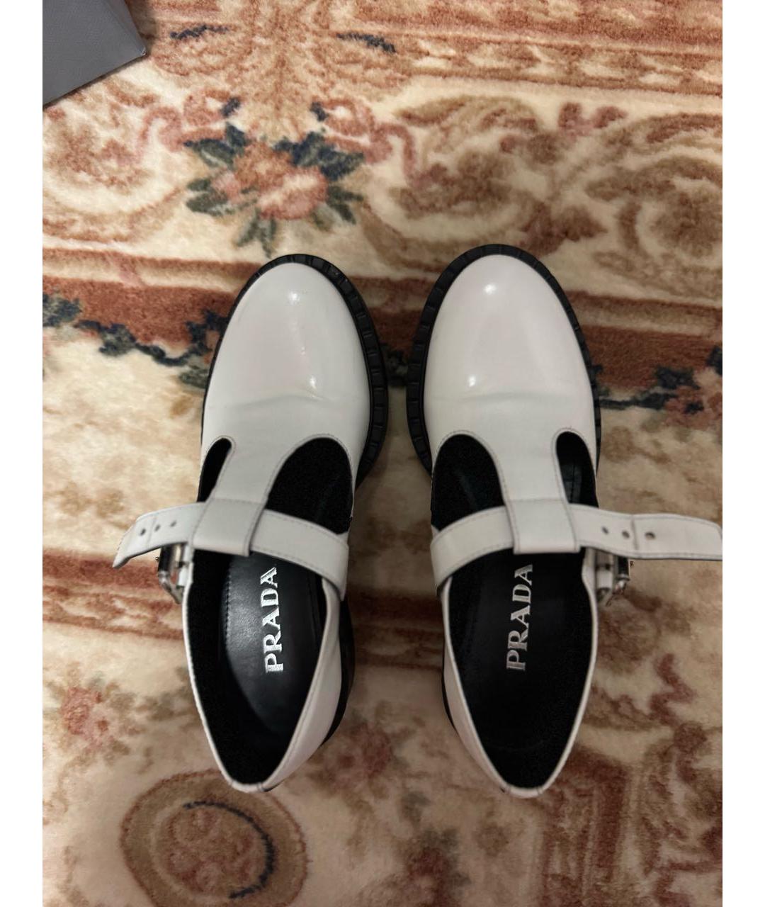 PRADA Белые кожаные лоферы, фото 5