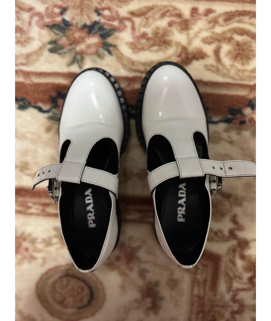 PRADA Белые кожаные лоферы, фото 4