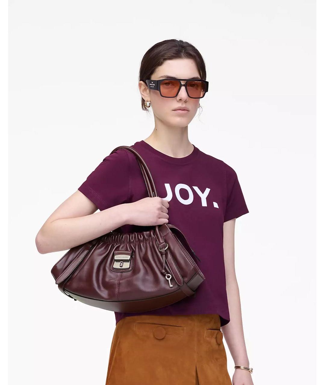 MARC JACOBS Бордовая кожаная сумка с короткими ручками, фото 5