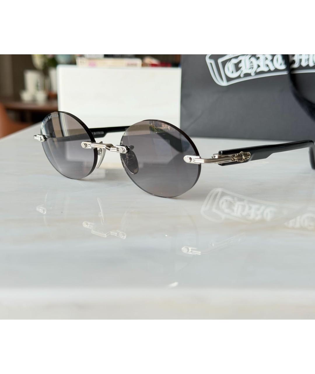 CHROME HEARTS Черные металлические солнцезащитные очки, фото 2