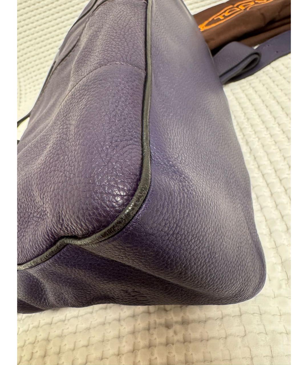TOD'S Фиолетовая кожаная сумка с короткими ручками, фото 8