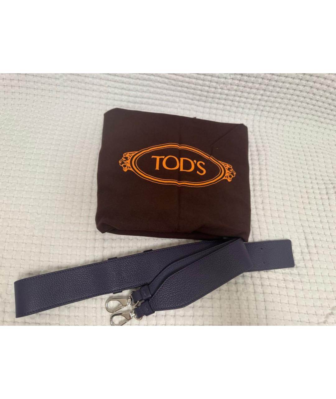 TOD'S Фиолетовая кожаная сумка с короткими ручками, фото 7