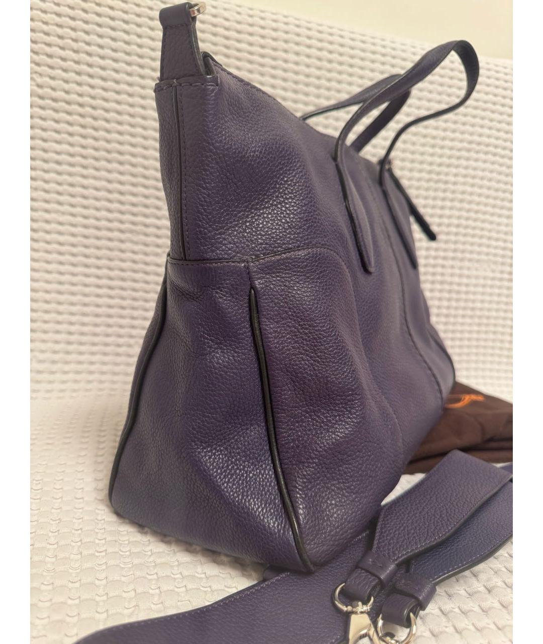 TOD'S Фиолетовая кожаная сумка с короткими ручками, фото 2
