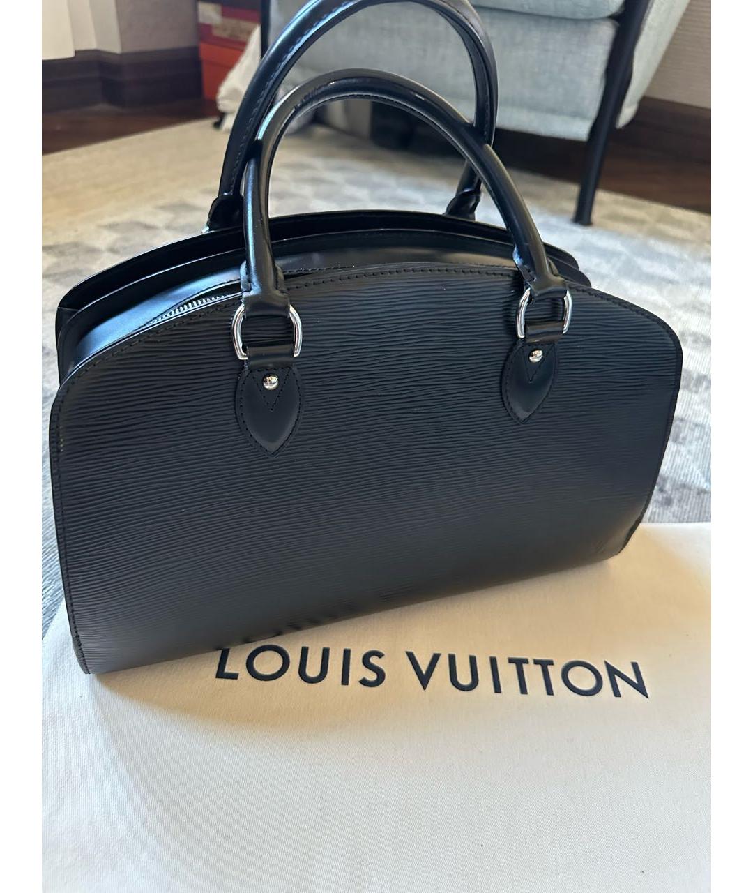 LOUIS VUITTON Черная кожаная сумка с короткими ручками, фото 2