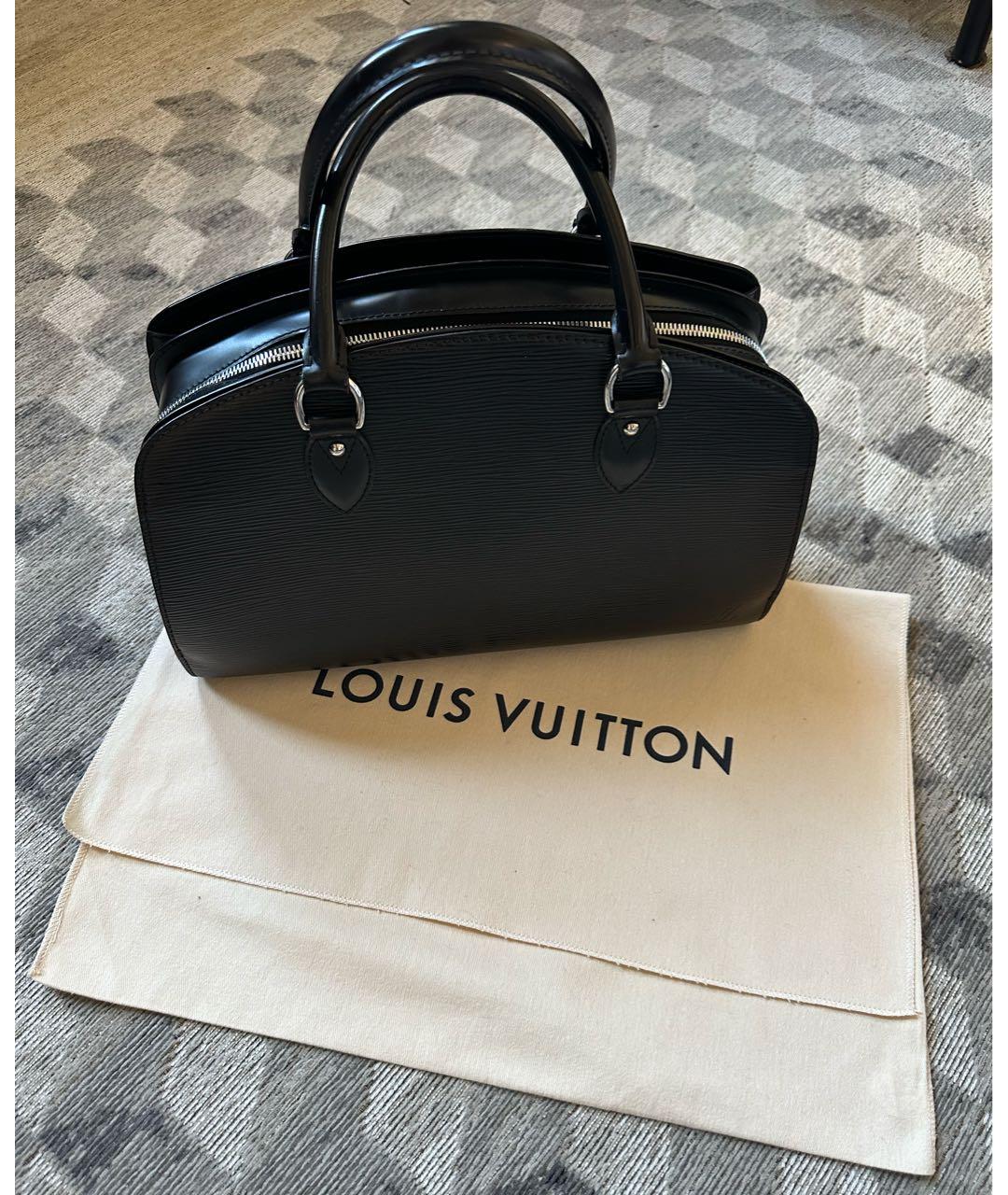 LOUIS VUITTON Черная кожаная сумка с короткими ручками, фото 8