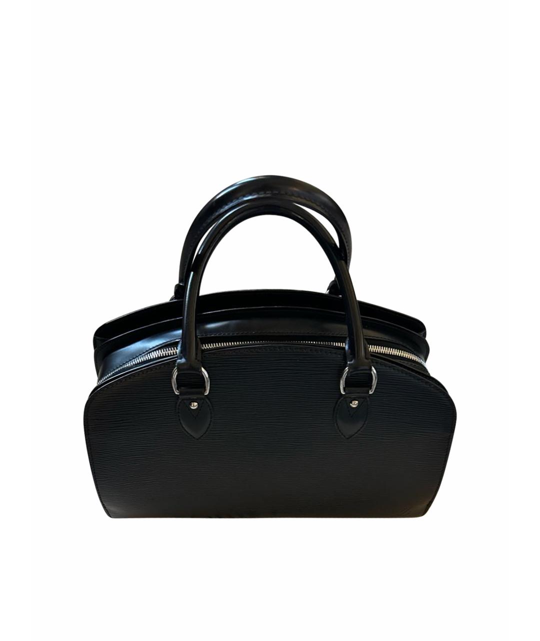 LOUIS VUITTON Черная кожаная сумка с короткими ручками, фото 1
