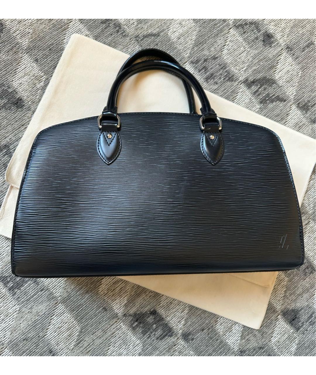 LOUIS VUITTON Черная кожаная сумка с короткими ручками, фото 4